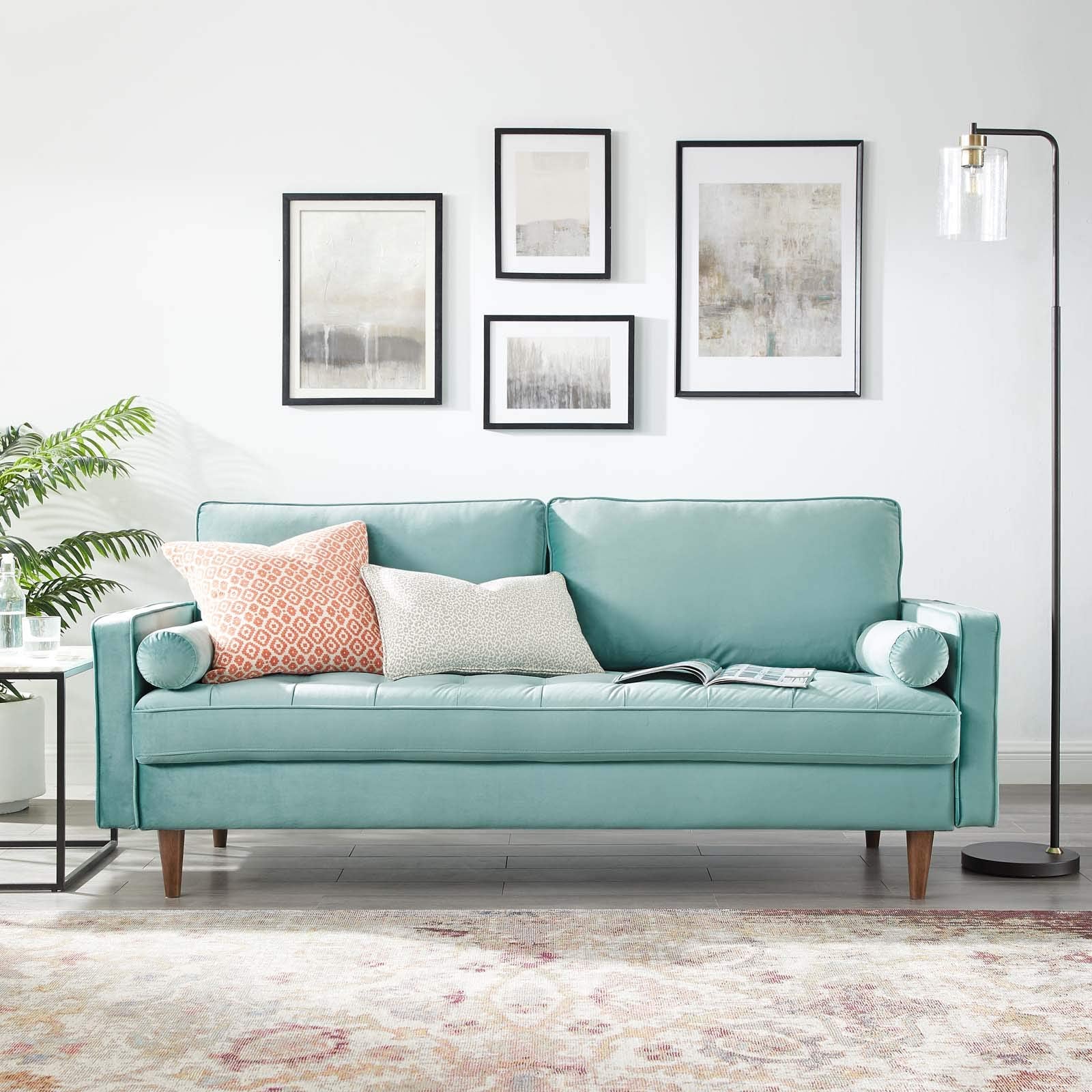 Modway Eei-3764-Min Valour Performance Velvet Sofa, Mint